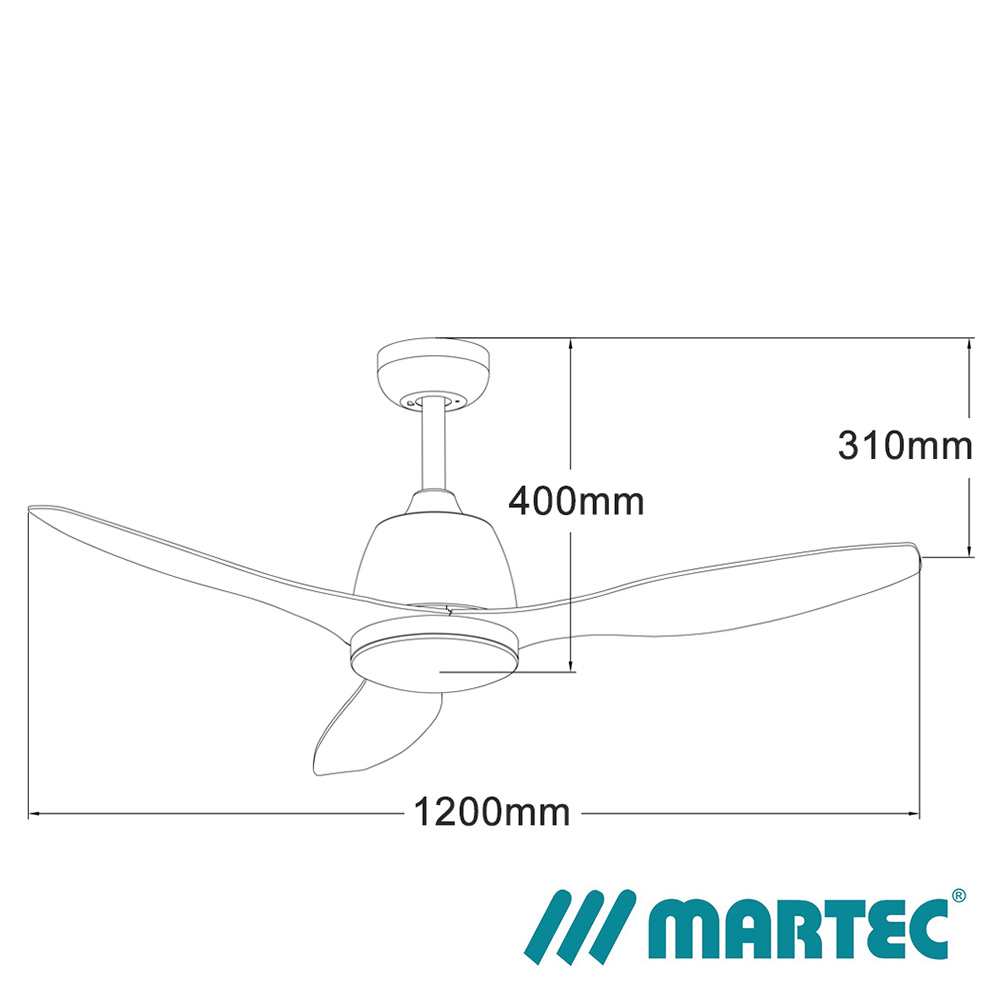 Elite Ac Ceiling Fan White Motor 1 3m White Blade Martec