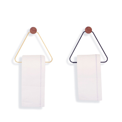 Nordic Triangle Toilet Paper Roll Holder | Towel Hook Hanger Black Gold