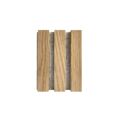 Acoustic Slat Wood Wall Panel | Natural Grain Veneer | White Oak With Grey Soft Pad | Noise Reduction 