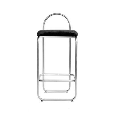 Replica Angui Bar Stool | Bended Chrome Tube with Black Velvet Cover