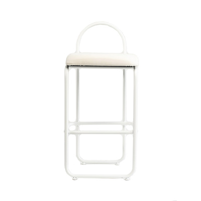 Replica Angui Bar Stool | White Bended Iron Tube with White Velvet Cover