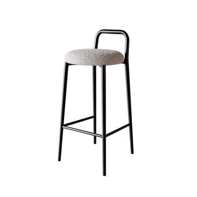 Danish Metal Bar Stool | Skift | Matt Black Steel Frame | White Boucle Fabric Seat