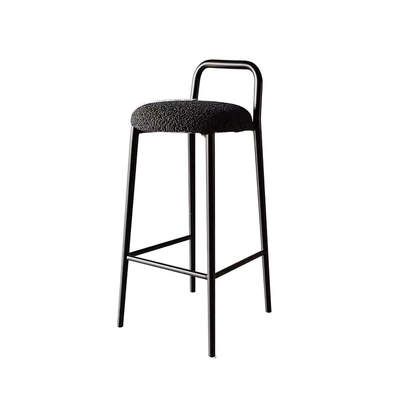 Danish Metal Bar Stool | Skift | Matt Black Steel Frame | Black Boucle Fabric Seat 