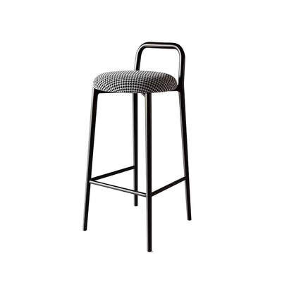 Danish Metal Bar Stool | Skift | Matt Black Steel Frame | Grid Fabric Seat